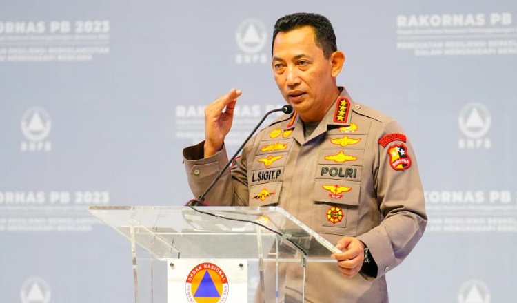Kapolri Jenderal Listyo Sigit Prabowo, dalam kegiatan Rakornas Badan Nasional Penanggulangan Bencana (BNBP) di Jakarta pada Kamis, 2 Maret 2023. (Foto: Humas Polres Jember - ZONA INDONESIA)