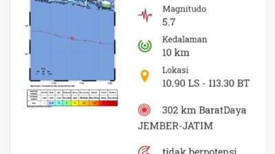 Peta gempa tektonik, Pusat BMKG. (Foto: Istimewa - ZONA INDONESIA)
