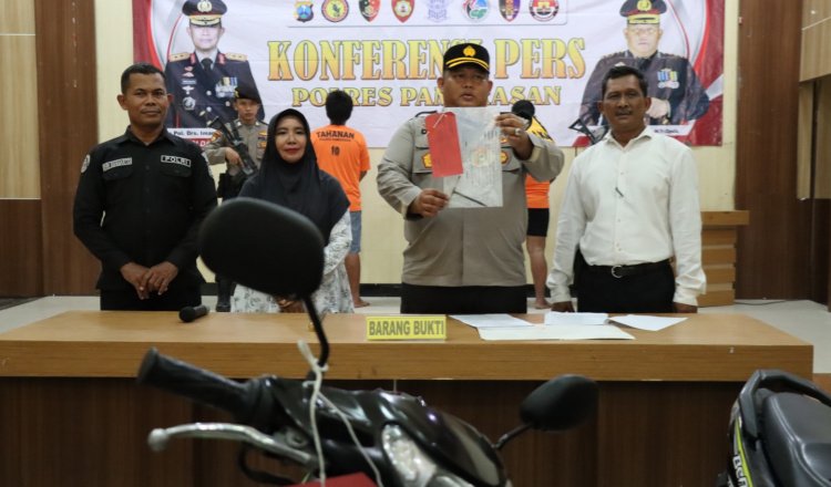Kapolres Pamekasan dalam press conference ungkap kasus pencurian motor. (Foto: Istimewa)