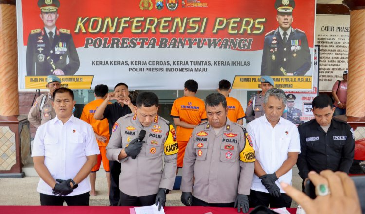 Konferensi pers ungkap kasus peredaran narkoba jenis sabu di Mako Polresta Banyuwangi. (Foto: Istimewa)