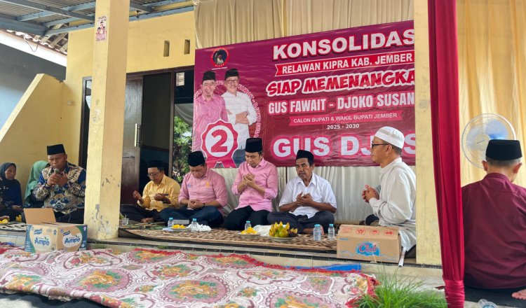 Relawan Kipra Jember doa bersama untuk Gus Fawait-Djoko, Rabu (30/10/2024). (Foto: Istimewa)