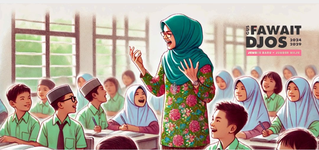 Gambar ilustrasi: Seorang guru mengajar di sekolah.
