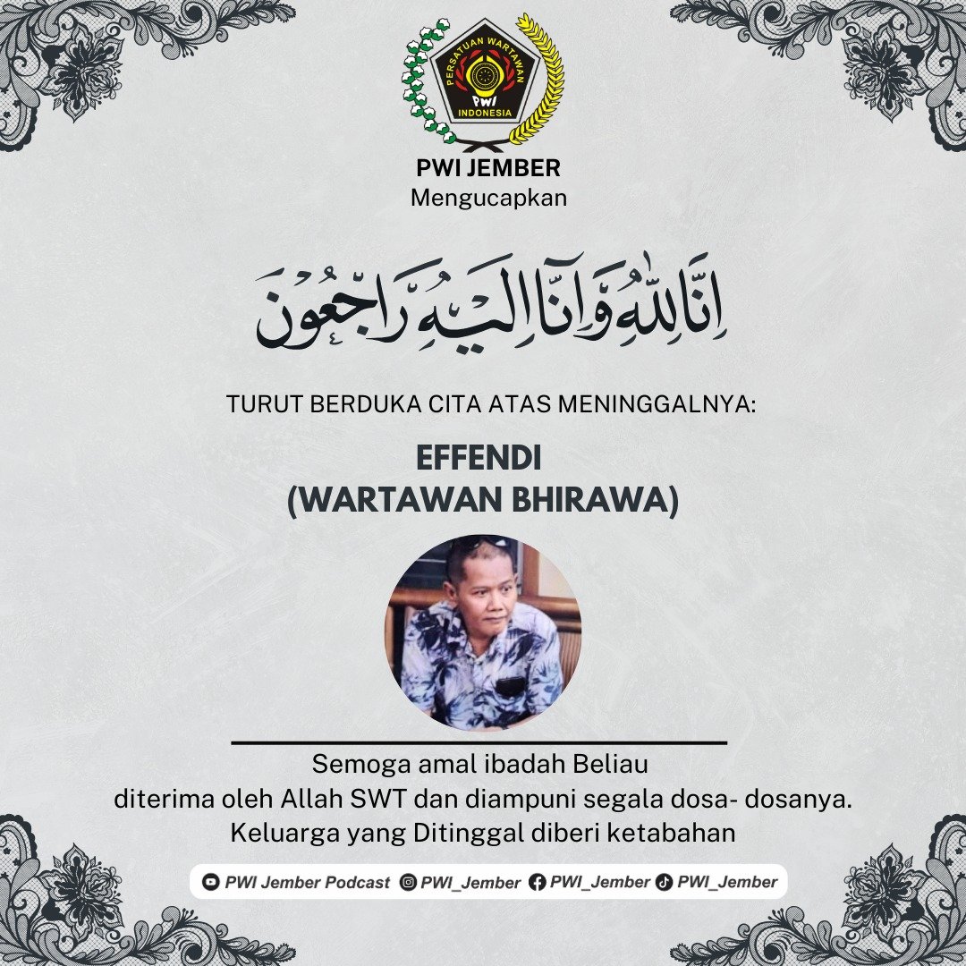 Ucapan belasungkawa PWI Jember, Rabu (25/12/2024). (Foto: PWI Jember)