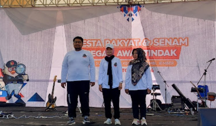 Kegiatan pesta rakyat dan senam cegah awas tindak di Kecamatan Sukorambi, Minggu (20/10/2024). (Foto: Dokumentasi Humas Bawaslu Jember)