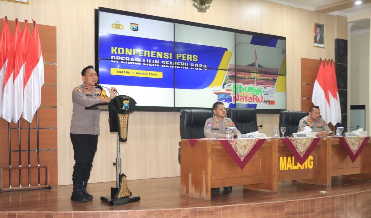 Konferensi pers di Mako Polres Malang, Sabtu (4/1/2025). (Foto: Istimewa)
