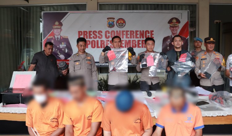Konferensi pers di halaman Mapolres Jember: Ungkap kasus Curanmor, Jumat (17/1/2025). (Foto: Humas Polres Jember)