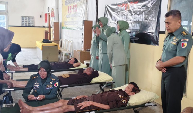 Kepala Babinminvetcaddam V/Brawijaya, Kolonel Inf Joni Arsya meninjau pengobatan gratis yang digelar Minvet V/21 Situbondo. (Foto: Istimewa)