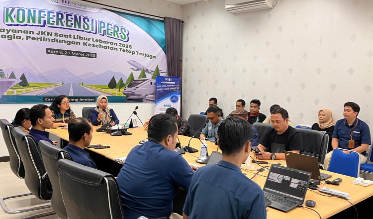 Konferensi pers di kantor BPJS Kesehatan Jember, Kamis (20/3/2025). (Foto: Istimewa)