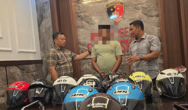 RC, maling helm di Situbondo berhasil diamankan polisi. (Foto: Humas Polres Situbondo)