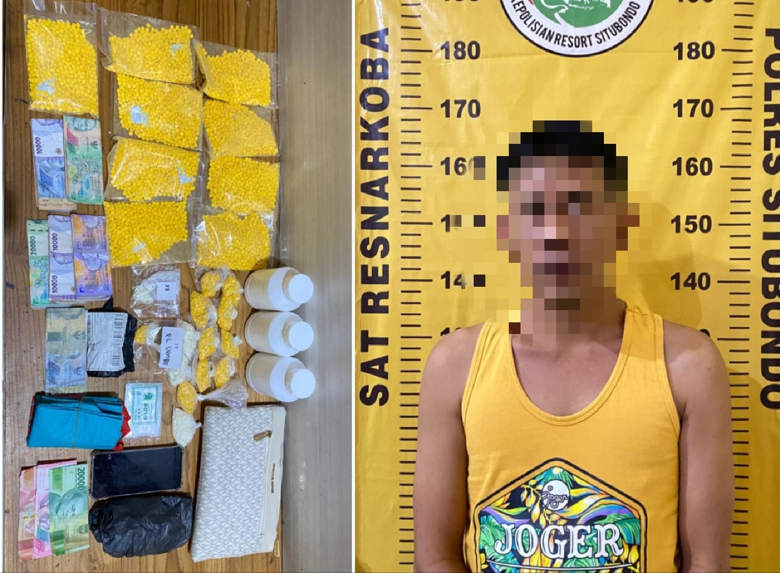 PR dan barang bukti Okerbaya saat diamankan di Mapolres Situbondo. (Foto: Humas Polres Situbondo)