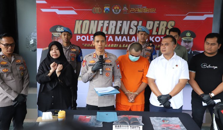 Konferensi pers ungkap kasus pembegalan ojol. (Foto: Humas Polres)