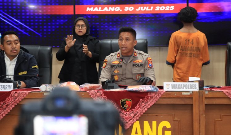 Konferensi pers di Mapolres Malang, Rabu (30/7/2025). (Foto: Humas Polres)