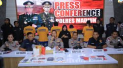 Konferensi pers di Mapolres Madiun, Jumat (8/8/2025). (Foto: Humas Polres)