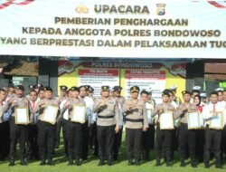 Dinilai Berprestasi, 27 Anggota Polres Bondowoso Terima Penghargaan