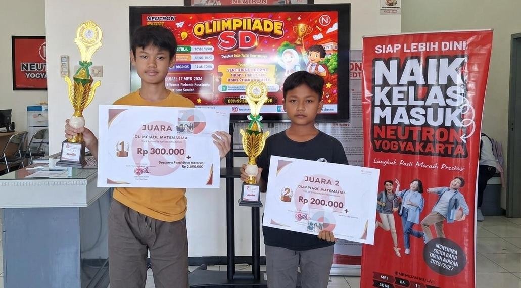 Danish Iffat Rafif Gustatama dan Muhammad Sulthon Ash-Shidqi, kelas 5 SDN Kotakulon 1 Bondowoso, meraih juara pada event Olimpiade MTK IPAS dan Bahasa Inggris Tingkat SD/MI Se-kabupaten Bondowoso pada 17 Mei 2026. (Foto :SDN Kotakulon 1 Bondowoso - ZONA INDONESIA).