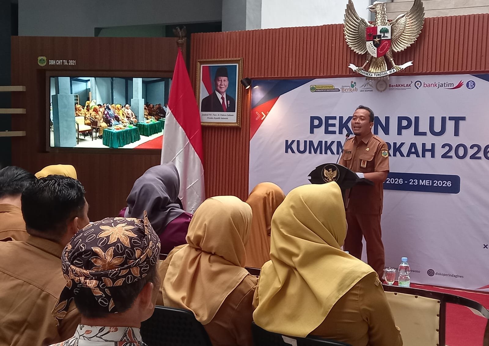 Pembukaan Pekan PLUT KUMKM Berkah, yang digelar Pemkab Bondowoso, pada Senin (18/5/2026).
