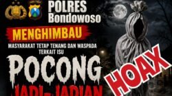 Pamflet Polres Bondowoso terkait isu pocong jadi-jadian.(foto:Polres Bondowoso - ZONA INDONESIA)
