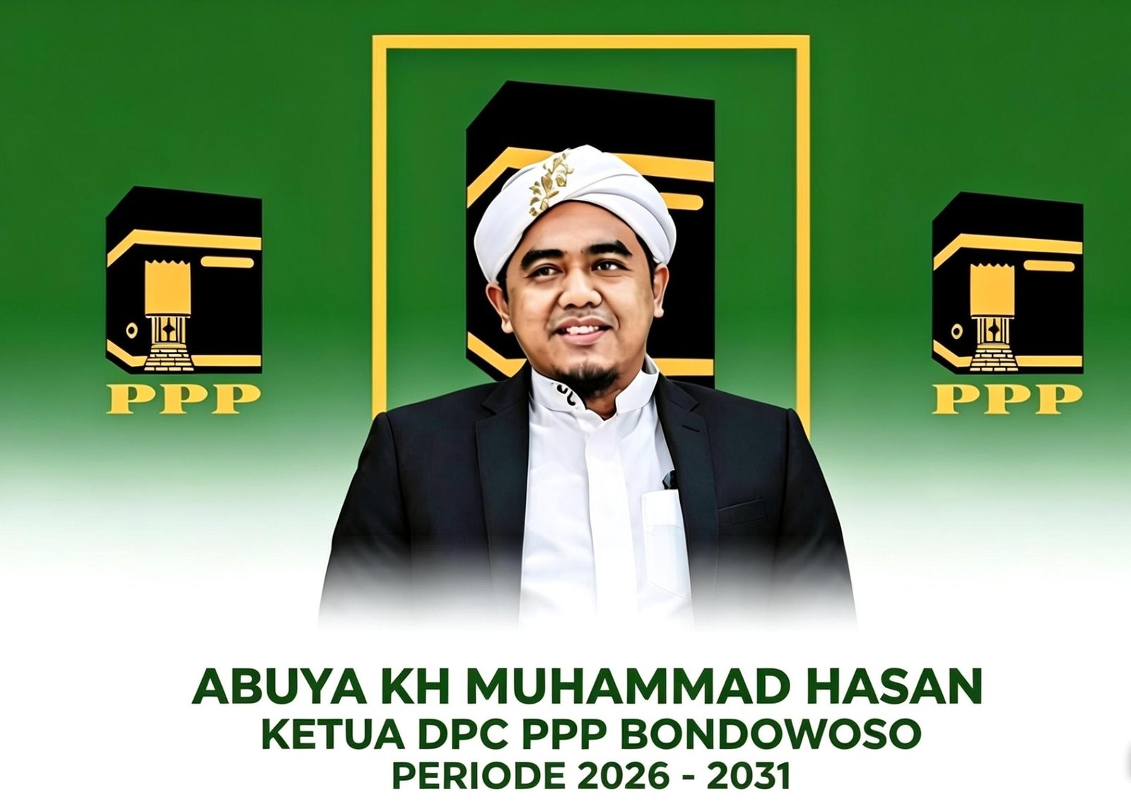 Abuya KH Muhammad Hasan Abd. Mu’iz, Ketua DPC PPP Bondowoso, periode 2026–2031. (Foto: Istimewa - ZONA INDONESIA).