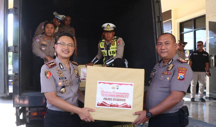 Polres Situbondo menyalurkan bantuan kepada korban gempa di NTT. (Foto: Istimewa - ZONA INDONESIA)