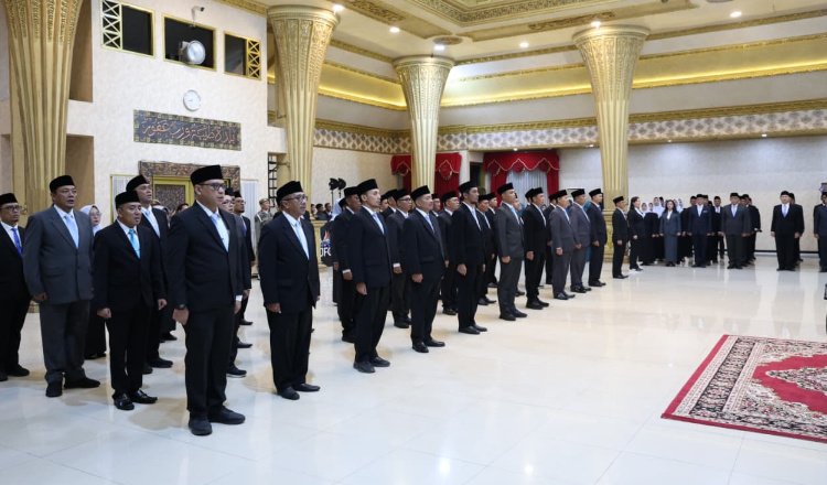 Prosesi pelantikan 43 pejabat di lingkungan Pemkab Jember, Jumat (28/8/2026) malam. (Foto: Dok/Diskominfo Jember)